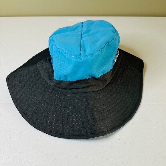 SunShade Womens Wide Brim Blue Foldable Bucket Hat Sun Hat With Ponytail Hole - Picture 7 of 8